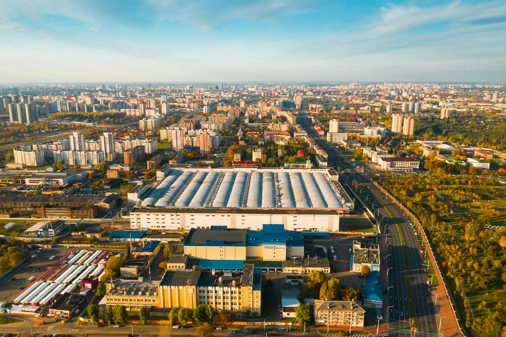 The autumn city of Minsk and the khladokombinat enterprises