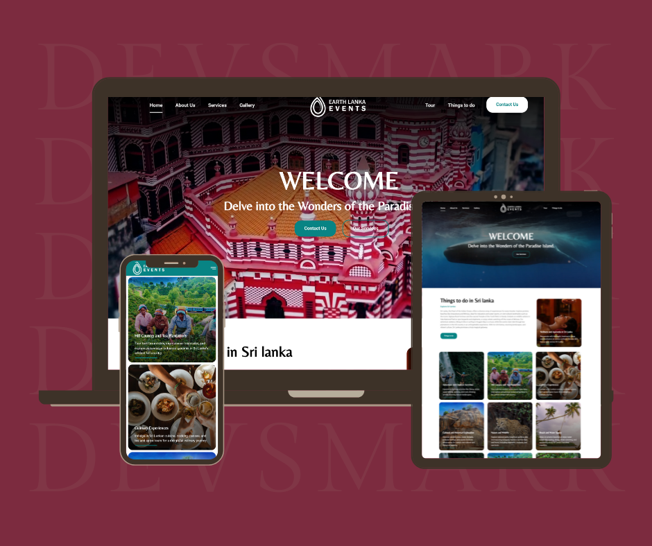 Earth Lanka Events Website design by Devsmark